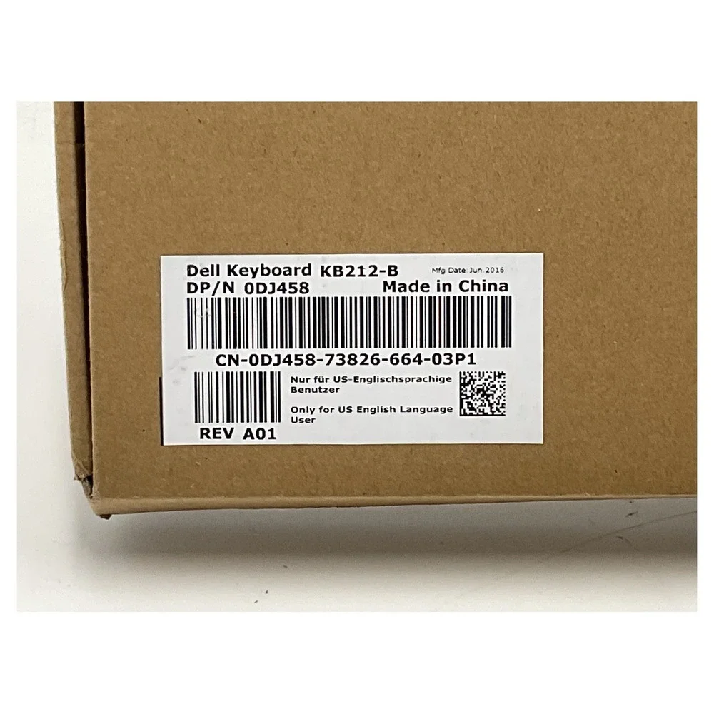 Dell KB212-B Wired USB Keyboard Black Full Size 0DJ458 New in Box